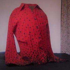 East 5th Petite Blouse Lady Bug Long Sleeve